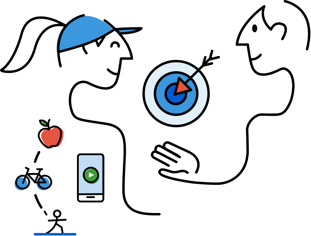 Healthy eating, exercise, and diabetes management illustration