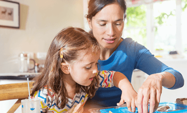 mother caring for daughter