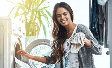 woman doing laundry