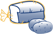 starches loaf of bread and potatoes