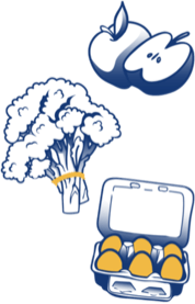 fruit, vegetables, eggs