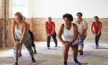 active women stretching