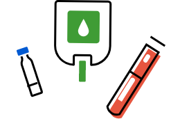 Vial, glucose monitor, and diabetes pen graphic