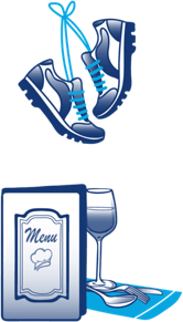 running shoes menu and wine